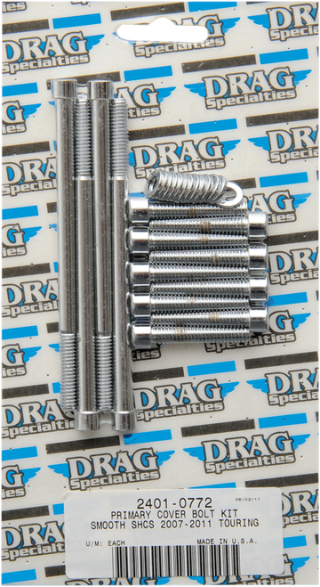 DRAG SPECIALTIES - 2401-0772 - Bolt Kit - Primary Cover - Smooth - Chrome - Touring