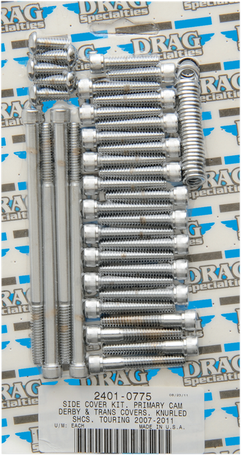 DRAG SPECIALTIES - 2401-0775 - Bolt Kit - Primary/Transmission Side Cover/Derby Cover - Knurled - Touring