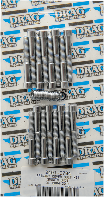 DRAG SPECIALTIES - 2401-0784 - Bolt Kit - Primary Cover - Smooth - Chrome - Sportster