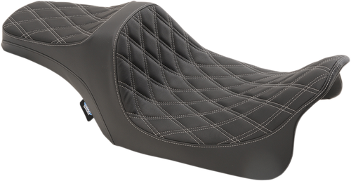 DRAG SPECIALTIES SEATS - 0801-1115 - Predator III Seat - Double Diamond - Silver Stitched - FL '08-'23