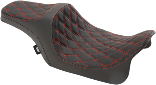 DRAG SPECIALTIES SEATS - 0801-1116 - Predator III Seat - Double Diamond - Red Stitched - FL '08-'23