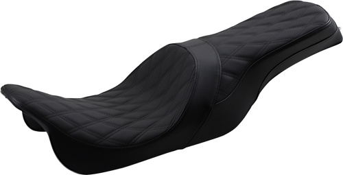 DRAG SPECIALTIES SEATS - 0801-1265 - Forward Positioned Predator 2-Up Seat - Double Diamond - Black Stitching - FL '08-'23