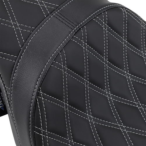 DRAG SPECIALTIES SEATS - 0801-1271 - Predator 2-Up Seat - Double Diamond - Silver Stitching - FL '08-'23