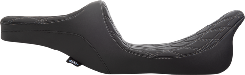 DRAG SPECIALTIES SEATS - 0801-1309 - Predator III 2-Up Seat - Double Diamond - Silver Thread - FL '99-'07