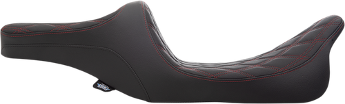 DRAG SPECIALTIES SEATS - 0801-1310 - Predator III 2-Up Seat - Double Diamond - Red Thread - FL '99-'07