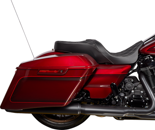 DRAG SPECIALTIES SEATS - 0801-1482 - Freedom Seat - Vinyl - Double Diamond Silver Stitch - FLH '09-'23