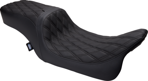 DRAG SPECIALTIES SEATS - 0801-1500 - Predator 2-Up Seat - Vinyl - Double Diamond - w/o Backrest - FLH/FLTR '08-'23
