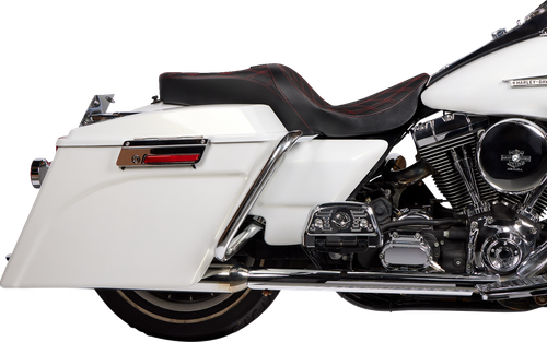 DRAG SPECIALTIES SEATS - 0801-1507 - Freedom Seat - Vinyl - Double Diamond Red Stitch - FLH '97-'07