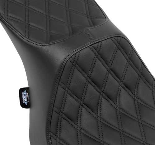DRAG SPECIALTIES SEATS - 0801-1931 - Predator III 2-Up Seat - Vinyl - Double Diamond - Black Stitching - FLT/FLH '23-'24