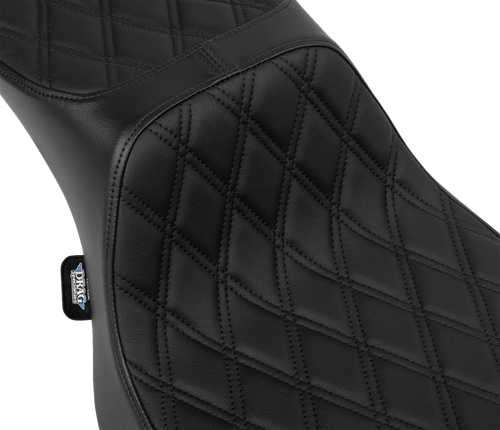 DRAG SPECIALTIES SEATS - 0801-1941 - Performance Predator 2-Up Seat - Vinyl - Black Double Diamond Stitch - FLHX/FLTR '23-'24