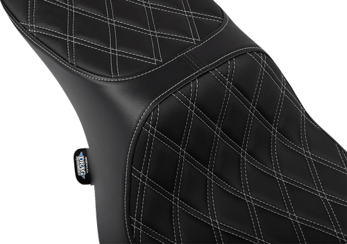 DRAG SPECIALTIES SEATS - 0801-1949 - Predator 2-Up Seat - Vinyl - Double Diamond Silver Stitch - w/o Backrest - FLTR/FLHX '23-'24