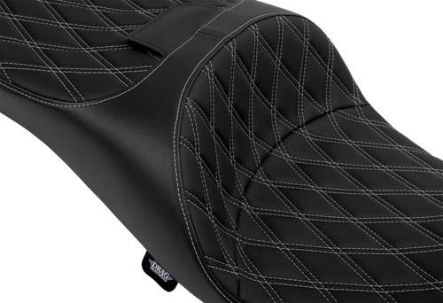 DRAG SPECIALTIES SEATS - 0801-1981 - Extended Reach Freedom Seat - Vinyl - Double Diamond - Silver Stitch - FLT/FLH '09-'25