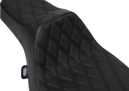 DRAG SPECIALTIES SEATS - 0801-2059 - Extended Reach Predator III Seat - Vinyl - Black Double Diamond Stitch - FLH/FLT '23-'25