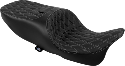 DRAG SPECIALTIES SEATS - 0801-2335 - Freedom Seat - Vinyl - Double Diamond Silver Stitch - FLRT/FLTRT '15-'25