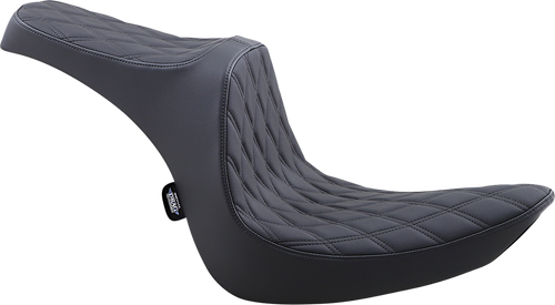 DRAG SPECIALTIES SEATS - 0802-1438 - Predator III 2-Up Seat - Vinyl - Double Diamond - Black Stitching - Softail '06-'17