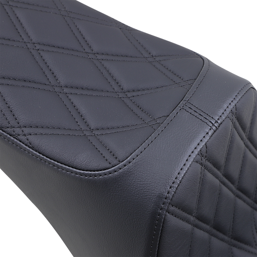 DRAG SPECIALTIES SEATS - 0802-1438 - Predator III 2-Up Seat - Vinyl - Double Diamond - Black Stitching - Softail '06-'17