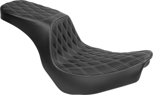 DRAG SPECIALTIES SEATS - 0802-1636 - Predator 2-Up Seat - Vinyl - Double Diamond - Silver Stitching - FLSB/FXLRS '18-'24