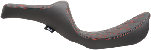 DRAG SPECIALTIES SEATS - 0803-0604 - Predator III Seat - Double Diamond - Red Stitching - FXD/FLD '06-'17