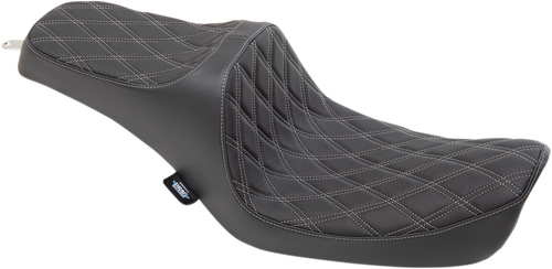 DRAG SPECIALTIES SEATS - 0803-0653 - Predator III Seat - Double Diamond - Silver Stitching - FXD '96-'03