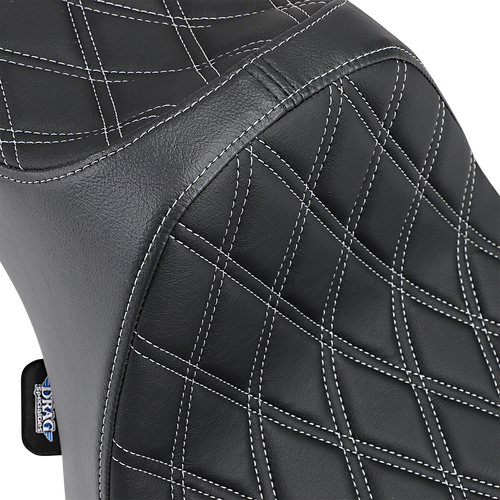 DRAG SPECIALTIES SEATS - 0804-0735 - Predator III Seat - Double Diamond - Silver Stitching - XL '04-'22