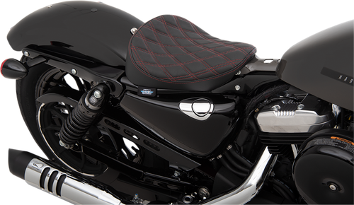 DRAG SPECIALTIES SEATS - 0804-0741 - Bobber Solo Seat - Double Diamond - Red Stitch - '10-'22 XL