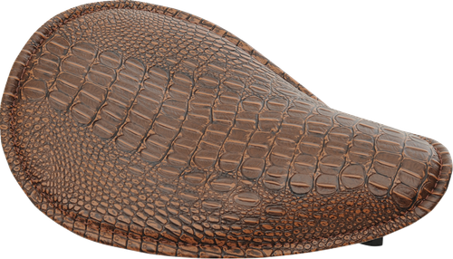 DRAG SPECIALTIES SEATS - 0806-0096 - Seat - Spring Solo - Low-Profile - Small - Faux Alligator/Brown Stitching