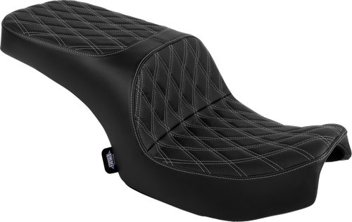 DRAG SPECIALTIES SEATS - 0810-2473 - Freedom Seat - Vinyl - Double Diamond Silver Stitch - Challenger '20-'25/Chieftain '25