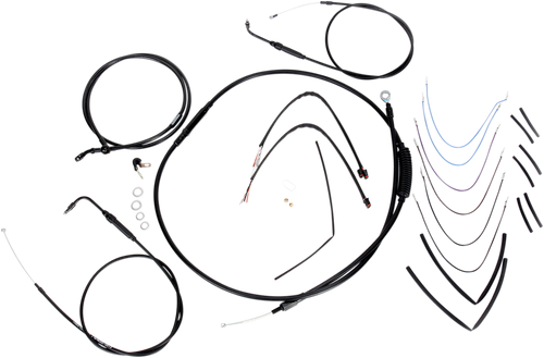 BURLY BRAND - B30-1070 - Complete Black Vinyl Handlebar Cable/Line Kit for Ape Hangers - 14" - '11-'15 FLS