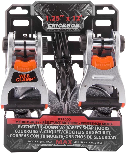 ERICKSON - 31353 - Ratchet Tie-Down - 1.25" x 12' - Gray