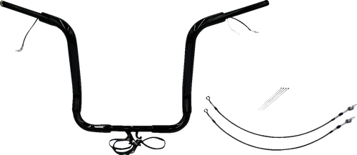 FAT BAGGERS INC. - 801516-B - EZ Install Wired 1-1/2" Round Top Handlebar Kit - 16" - Black