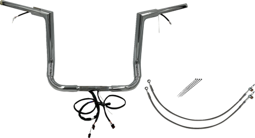 FAT BAGGERS INC. - 601214 - EZ Install Wired 1-1/2" Flat Top Handlebar Kit - 14" - Chrome