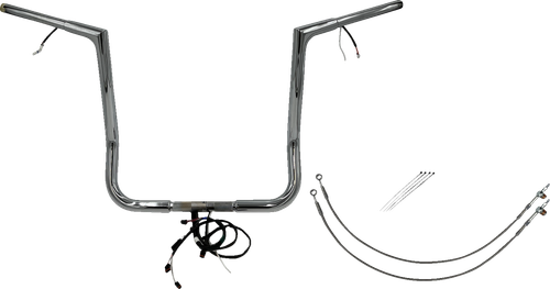 FAT BAGGERS INC. - 702216 - EZ Install Wired 1-1/4" Flat Top Handlebar Kit - 16" - Chrome