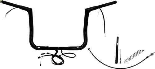 FAT BAGGERS INC. - 712012-B - EZ Install Wired 1-1/4" Flat Top Handlebar Kit - 12" - Black