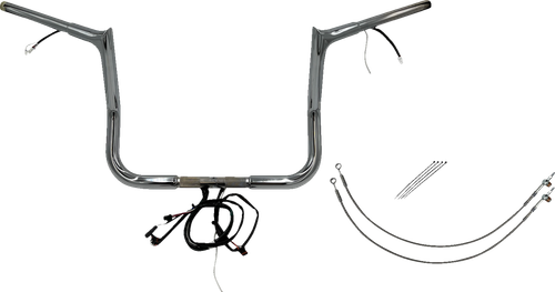 FAT BAGGERS INC. - 901212 - EZ Install Wired 1-1/4" Pointed Top Handlebar Kit - 12" - Chrome