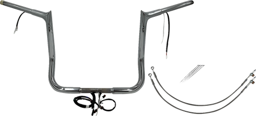 FAT BAGGERS INC. - 902214 - EZ Install Wired 1-1/4" Pointed Top Handlebar Kit - 14" - Chrome