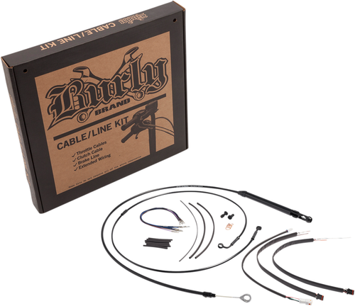 BURLY BRAND - B30-1240 - Handlebar Cable/Brake Line Kit for Burly Ape Handlebars - 14" Gorilla - Softail/Touring - Black
