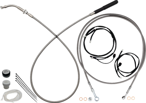 FAT BAGGERS INC. - 249014 - EZ Install Kit - 13"/14" Handlebars - Upper Clutch - Full Length - Braided Stainless Steel