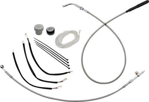 FAT BAGGERS INC. - 149011-C - EZ Install Kit - 10"/11"/12" Handlebars - Upper Clutch - Braided Stainless Steel/Chrome