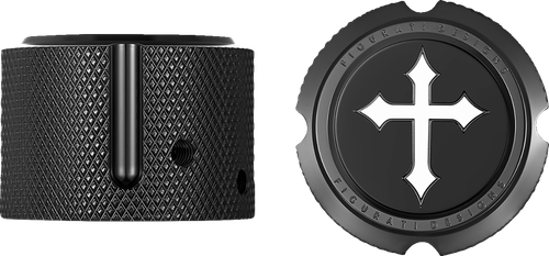 FIGURATI DESIGNS - FD41-FAC-BK - Axle Nut Cover - Front - Stainless Steel - Cross - Black