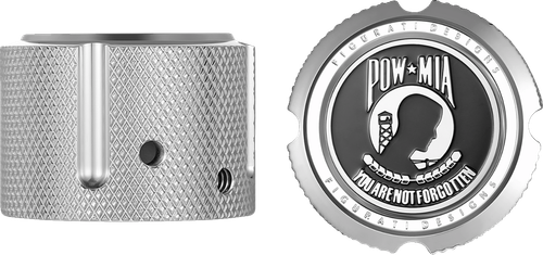 FIGURATI DESIGNS - FD50-FAC-SS - Axle Nut Cover - Front - Stainless Steel - POW MIA - Silver