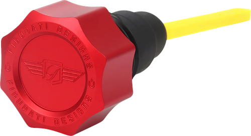 FIGURATI DESIGNS - FDP01-TCSM-R - Performance Magnetic Oil Dipstick - Curved - Red - '07-'16 Touring/Trike