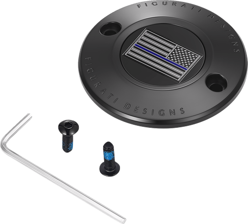 FIGURATI DESIGNS - FD71-TC-2H-BLK - Timing Cover - 2 Hole - Blue Line American Flag - Black