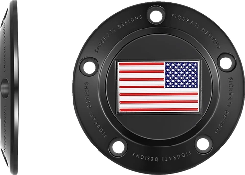 FIGURATI DESIGNS - FD21R-TC-5H-BLK - Timing Cover - 5 Hole - American Flag - Reversed - Black