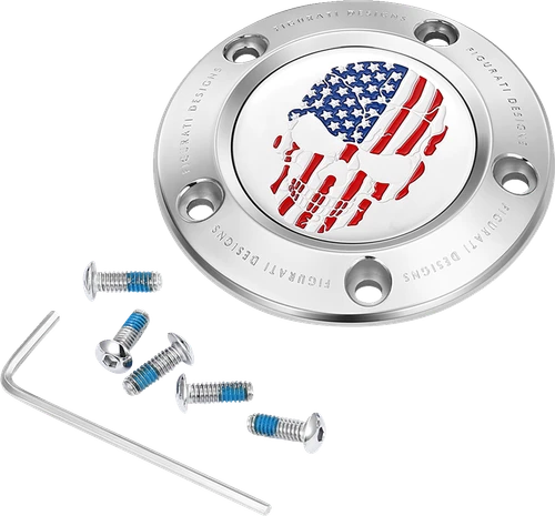 FIGURATI DESIGNS - FD24-TC-5H-SS - Timing Cover - 5 Hole - Skull - Stainless Steel