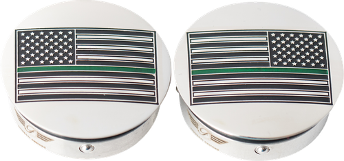 FIGURATI DESIGNS - FD72-AFGL-SS - Swing Arm Covers - Green Line American Flag - Custom - Reversed