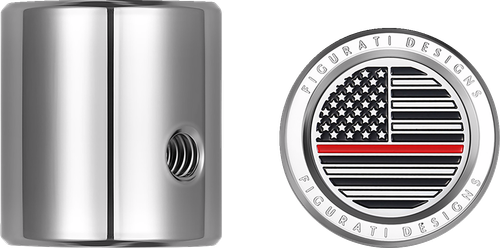 FIGURATI DESIGNS - FD73-HTSC-SS - Heel-Toe Shifter Cover - Red Line American Flag - Stainless Steel