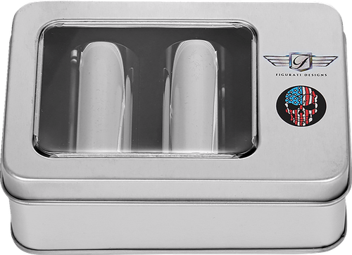FIGURATI DESIGNS - FD24-DC-2545-SS - Docking Covers - Red/White/Blue American Flag Skull - Long - Silver