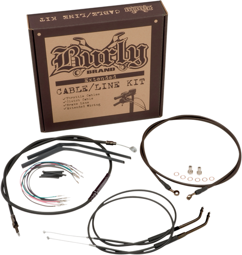 BURLY BRAND - B30-1006 - Complete Black Vinyl Handlebar Cable/Line Kit for Ape Hangers - 12" - '96-'03 Sportster