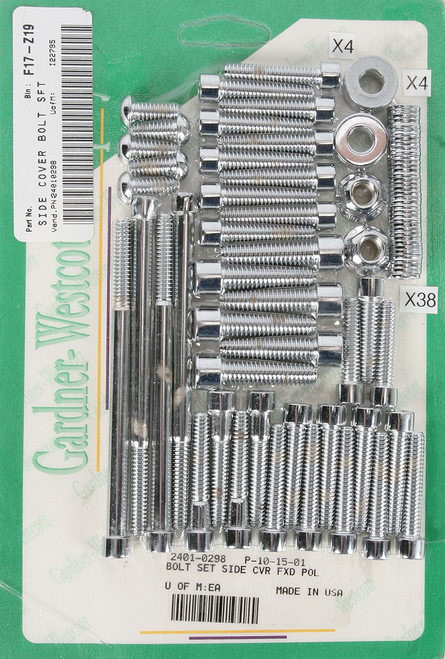 GARDNER-WESTCOTT - P-10-15-01 - Bolt Kit - Side Cover - Socket-Head - Chrome
