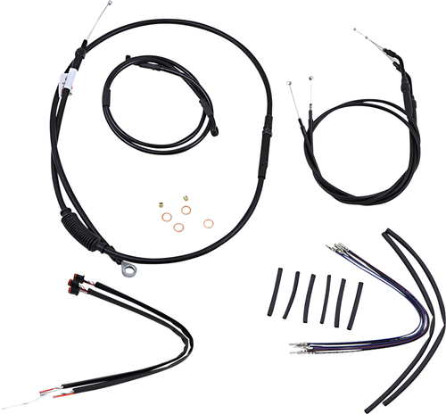 BURLY BRAND - B30-1144 - Jail Bar Cable Kit - 12" Handlebars - Black Vinyl - '14-'22 XL